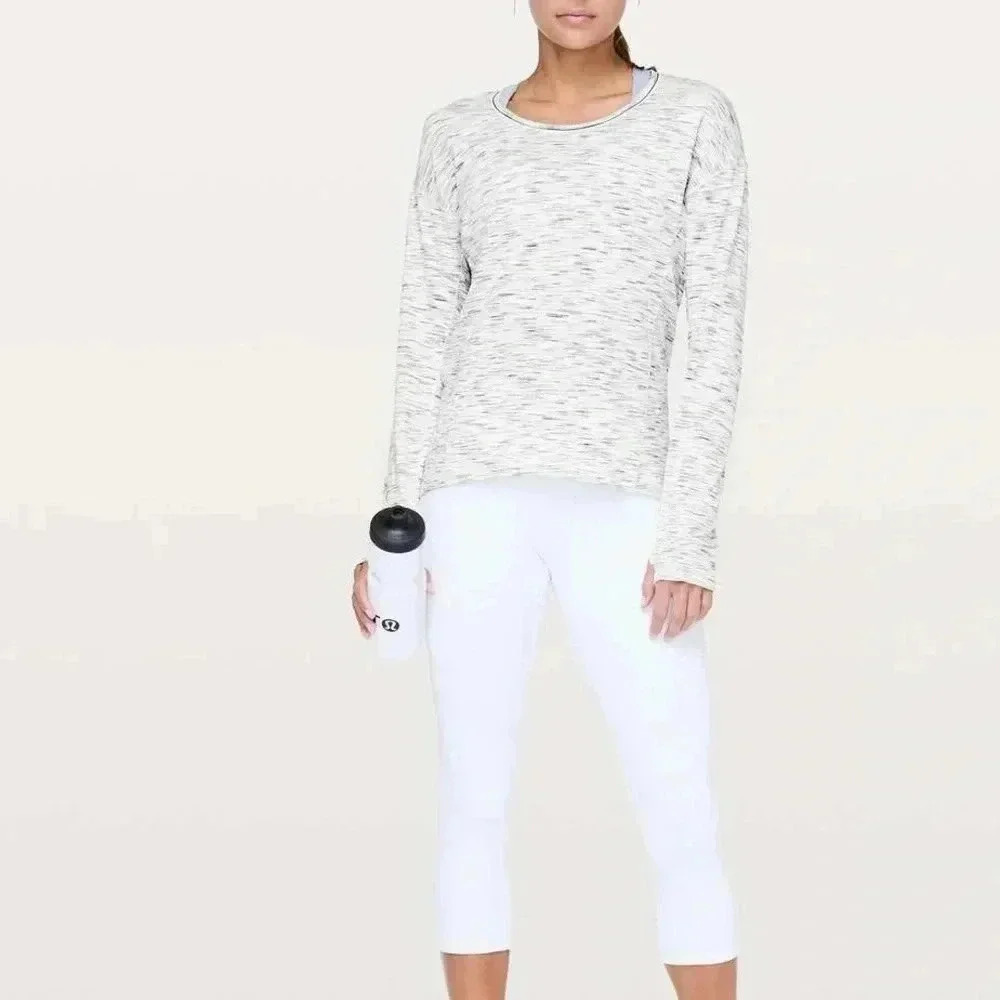[6] Lululemon Sweat  Embrace Long Sleeve Tiger Space Dye Black White